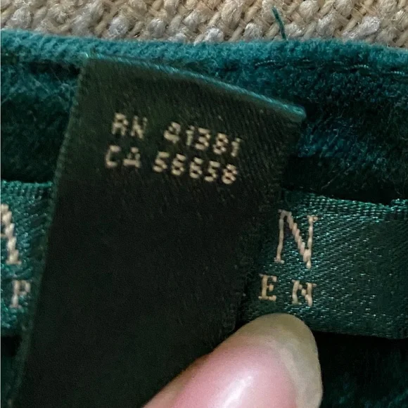 Lauren - Ralph Lauren Green Velvet Pants - Size 4 - Picture 4 of 6